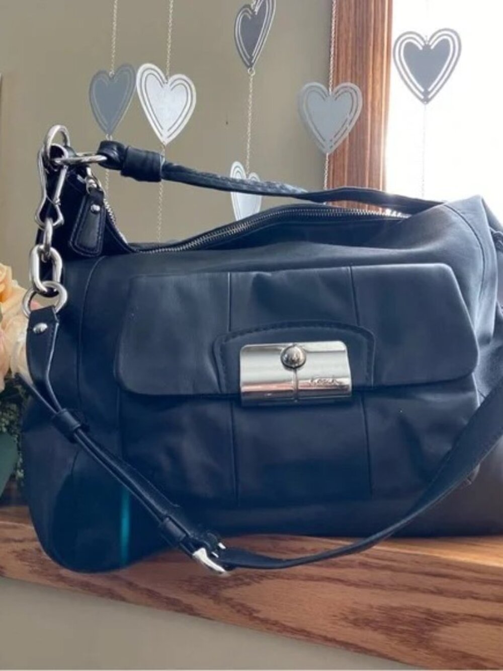 Coach Kristin Large Convertible Shoulder Hobo Slouch Crossbody Black Purse Bag